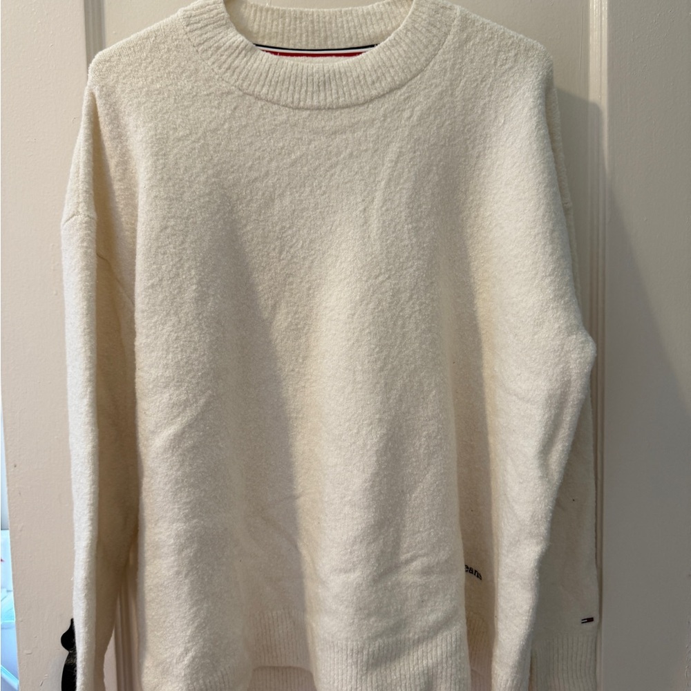 Tommy Hilfiger White Crewneck Sweater Classic Knit